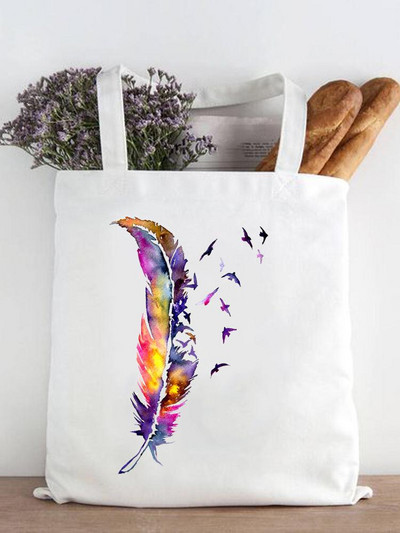 Ženska modna zvijezda Geometrijski slatki ispis iz 90-ih Ležerne kupovne torbe za kupnju Ženska platnena velika torba na ramena za djevojčice