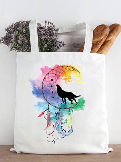 Ženska modna zvijezda Geometrijski slatki ispis iz 90-ih Ležerne kupovne torbe za kupnju Ženska platnena velika torba na ramena za djevojčice