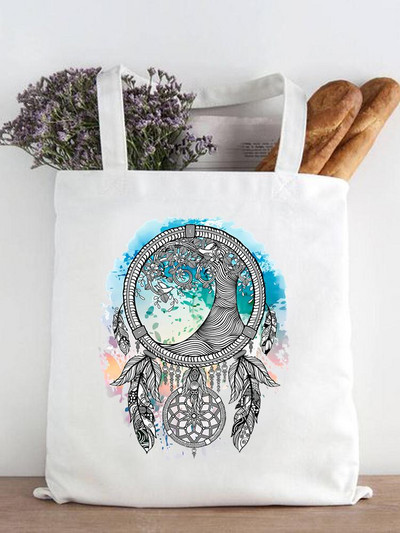 Ženska modna zvijezda Geometrijski slatki ispis iz 90-ih Ležerne kupovne torbe za kupnju Ženska platnena velika torba na ramena za djevojčice