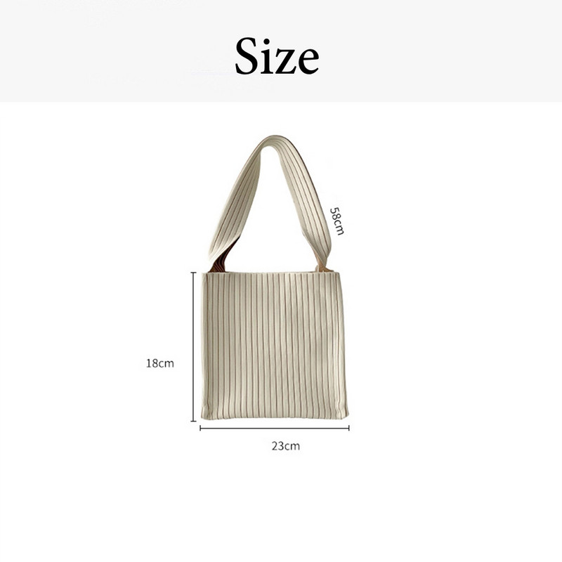 Pletena torba na rame s ružičastim prugama Ručno pletena ljubavna torbica za korejske žene Ležerna mini torba s čvorovima Studentska torba za višekratnu upotrebu