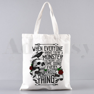 Shadow and Bone Fine Padaryk mane savo piktadariu Rankinės Pečių krepšiai Kasdieniai apsipirkinėjimo rankinės Merginoms Elegantiškas drobinis krepšys