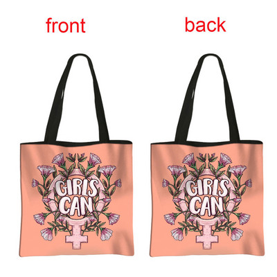 Fenimism Girl Power Shopping Bag Feminističke ženske torbe na rame za putovanja Grl Pwr ručna torba Višekratna torba za pješčanu plažu Poklon