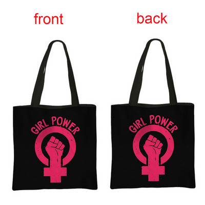 Fenimism Girl Power Shopping Bag Feminističke ženske torbe na rame za putovanja Grl Pwr ručna torba Višekratna torba za pješčanu plažu Poklon