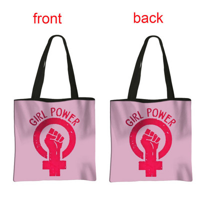 Fenimism Girl Power Shopping Bag Feminističke ženske torbe na rame za putovanja Grl Pwr ručna torba Višekratna torba za pješčanu plažu Poklon