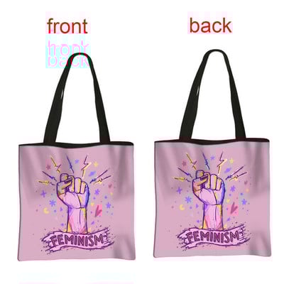 Fenimism Girl Power Shopping Bag Feminističke ženske torbe na rame za putovanja Grl Pwr ručna torba Višekratna torba za pješčanu plažu Poklon