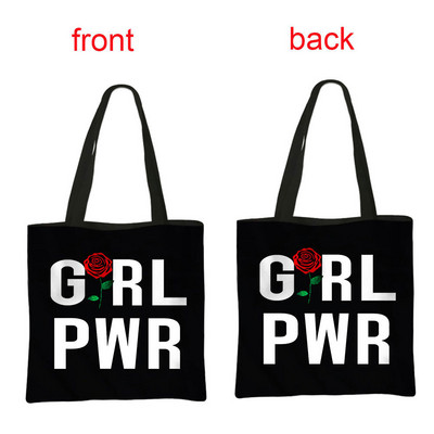 Fenimism Girl Power Shopping Bag Feminističke ženske torbe na rame za putovanja Grl Pwr ručna torba Višekratna torba za pješčanu plažu Poklon