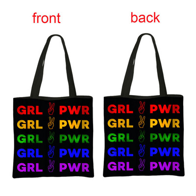 Fenimism Girl Power Shopping Bag Feminističke ženske torbe na rame za putovanja Grl Pwr ručna torba Višekratna torba za pješčanu plažu Poklon