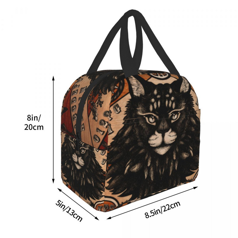 Ouija Board Witch izolirane torbe za ručak za žene Maine Coon prijenosni toplinski hladnjak Bento Box Posao Škola Putovanja