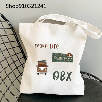 Vanjske banke Pogue Life Shopper Printed Tote Bag Ženska Harajuku Shopper Ručna torba Djevojačka torba na rame Ženska platnena torba