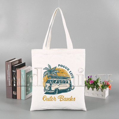 Pogue Life Outer Banks Εκτύπωση επαναχρησιμοποιούμενης τσάντα αγορών Γυναικείες τσάντες καμβά τσάντες τσάντες εκτύπωσης Eco bag Τσάντες ώμου Shopper Cartoon