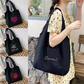 Moterų pirkinių krepšiai Pečių pirkėjo liemenių krepšys Mieli pėdsakų serija Medvilninė drobė Bakalėjos Ekologinės rankinės Komunalinis krepšys