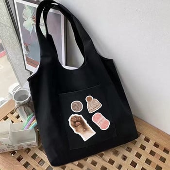 Γυναικείες τσάντες αγορών Shoulder Shopper Vest Bag Cute Footprints Series βαμβακερό καμβά παντοπωλείο Οικολογικές τσάντες commuter tote bag