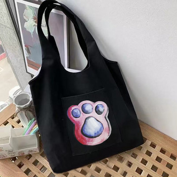 Γυναικείες τσάντες αγορών Shoulder Shopper Vest Bag Cute Footprints Series βαμβακερό καμβά παντοπωλείο Οικολογικές τσάντες commuter tote bag