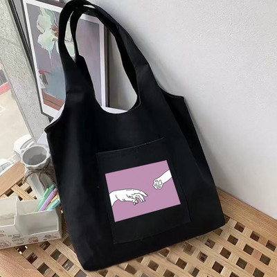 Moterų pirkinių krepšiai Pečių pirkėjo liemenių krepšys Mieli pėdsakų serija Medvilninė drobė Bakalėjos Ekologinės rankinės Komunalinis krepšys