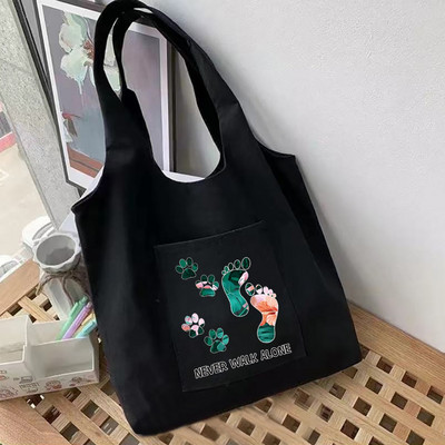 Moterų pirkinių krepšiai Pečių pirkėjo liemenių krepšys Mieli pėdsakų serija Medvilninė drobė Bakalėjos Ekologinės rankinės Komunalinis krepšys