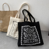 Γυναικεία πάνινη τσάντα ώμου Γυναικεία casual τσάντα τσάντα tote Japanes στυλ μεγάλης χωρητικότητας Βαμβακερή επαναχρησιμοποιήσιμη τσάντα παραλίας με φερμουάρ