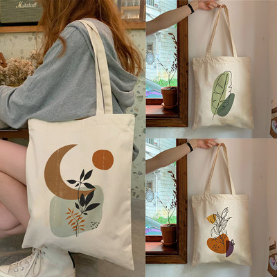 Modne torbe na rame Studentska torba velikog kapaciteta Retro boho biljke Estetska platnena velika torba Ženska torba Harajuku cvijet