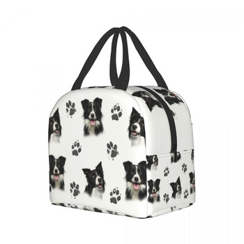 Custom Border Collie Lunch Bag Γυναικεία θερμομονωμένα κουτιά γεύματος για παιδιά σχολικής ηλικίας Τσάντα αποθήκευσης φρέσκων φρούτων