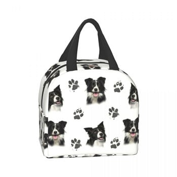 Custom Border Collie Lunch Bag Γυναικεία θερμομονωμένα κουτιά γεύματος για παιδιά σχολικής ηλικίας Τσάντα αποθήκευσης φρέσκων φρούτων