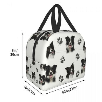 Custom Border Collie Lunch Bag Γυναικεία θερμομονωμένα κουτιά γεύματος για παιδιά σχολικής ηλικίας Τσάντα αποθήκευσης φρέσκων φρούτων