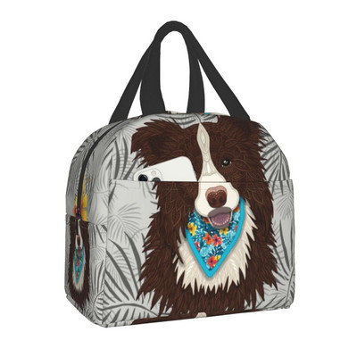 Pielāgota Borderkollija pusdienu soma sievietēm ar termo dzesētāju izolētas pusdienu kastes bērniem skolas bērniem augļu svaigu uzglabāšanas soma