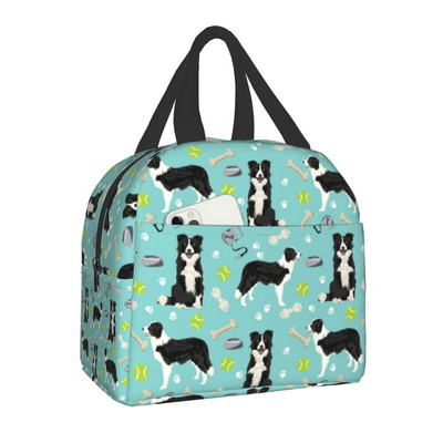 Pielāgota Borderkollija pusdienu soma sievietēm ar termo dzesētāju izolētas pusdienu kastes bērniem skolas bērniem augļu svaigu uzglabāšanas soma