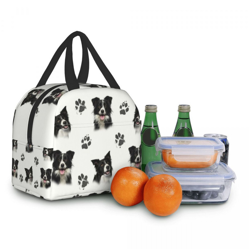 Pielāgota Borderkollija pusdienu soma sievietēm ar termo dzesētāju izolētas pusdienu kastes bērniem skolas bērniem augļu svaigu uzglabāšanas soma