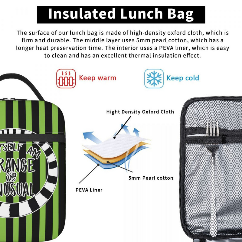 Film de groază Beetlejuice Geantă de prânz termoizolantă pentru școală de muncă Tim Burton Cutie de prânz termică portabilă Femei Copii