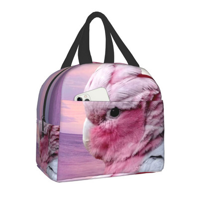 Galah Cockatoo pārnēsājamas pusdienu kastes sievietēm Necaurlaidīgas Pink Bird Parrot Thermal Cooler pārtikas izolēta pusdienu soma