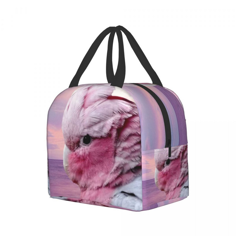 Galah Cockatoo pārnēsājamas pusdienu kastes sievietēm Necaurlaidīgas Pink Bird Parrot Thermal Cooler pārtikas izolēta pusdienu soma