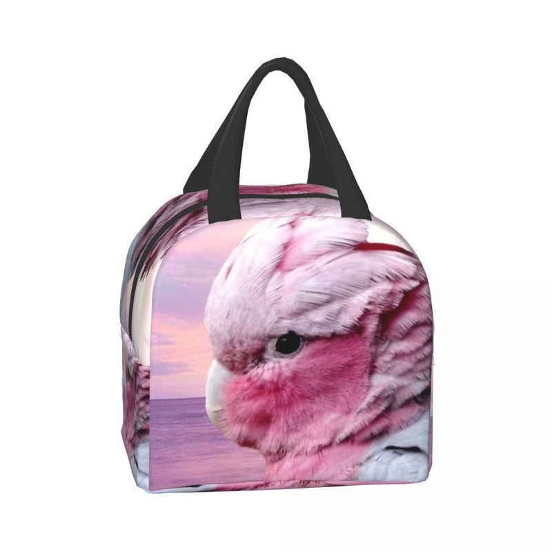 Galah Cockatoo pārnēsājamas pusdienu kastes sievietēm Necaurlaidīgas Pink Bird Parrot Thermal Cooler pārtikas izolēta pusdienu soma