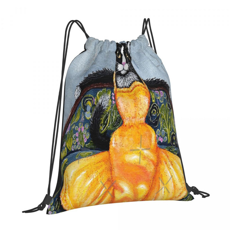 Felină Într-o Rochie Galbenă Genți cu șnur Rucsaci Anime Kawaii Geanta Școală Bărbat Școală Pantofi Geantă