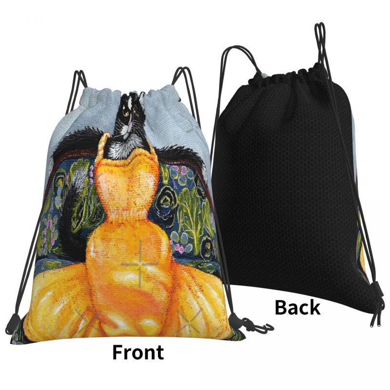 Felină Într-o Rochie Galbenă Genți cu șnur Rucsaci Anime Kawaii Geanta Școală Bărbat Școală Pantofi Geantă