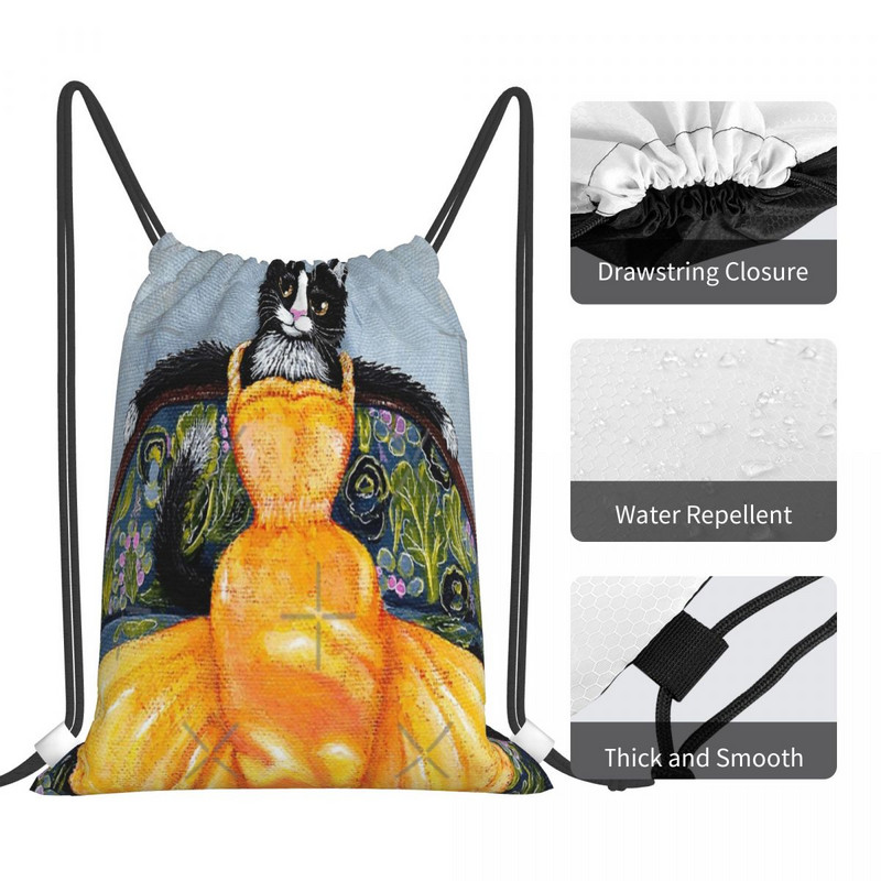 Felină Într-o Rochie Galbenă Genți cu șnur Rucsaci Anime Kawaii Geanta Școală Bărbat Școală Pantofi Geantă