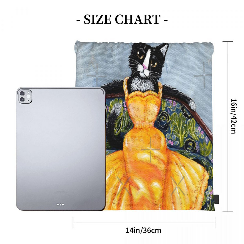 Felină Într-o Rochie Galbenă Genți cu șnur Rucsaci Anime Kawaii Geanta Școală Bărbat Școală Pantofi Geantă