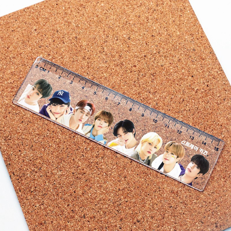 Kpop Idol Klyksniai vaikams Akrilo liniuotė Daugiafunkciniai piešimo įrankiai Mokiniams matuojanti tiesi liniuotė Studentų raštinės reikmenys