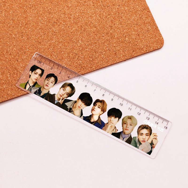 Kpop Idol Klyksniai vaikams Akrilo liniuotė Daugiafunkciniai piešimo įrankiai Mokiniams matuojanti tiesi liniuotė Studentų raštinės reikmenys