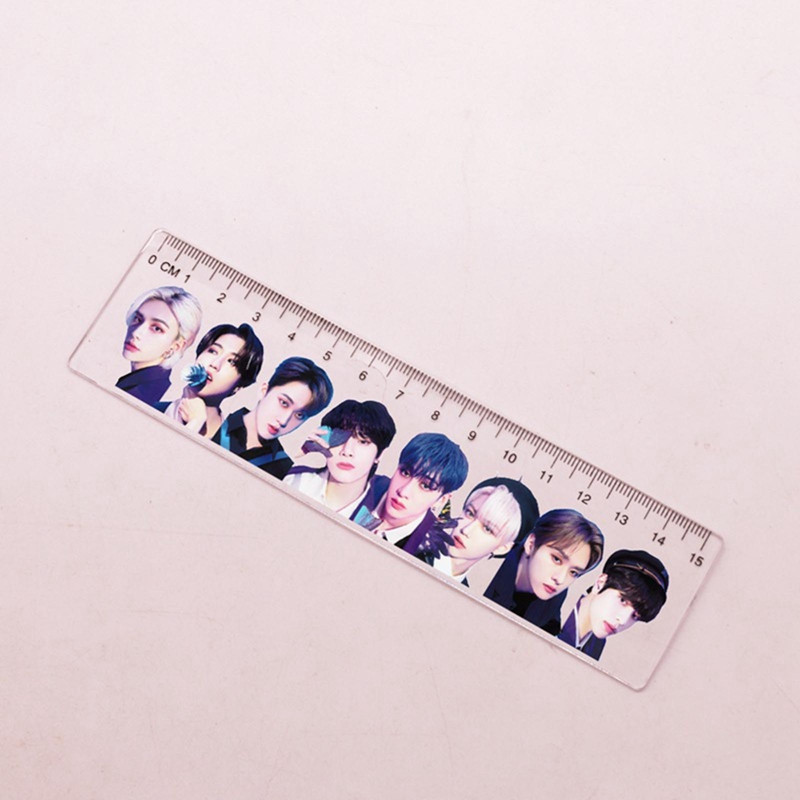 Kpop Idol Klyksniai vaikams Akrilo liniuotė Daugiafunkciniai piešimo įrankiai Mokiniams matuojanti tiesi liniuotė Studentų raštinės reikmenys