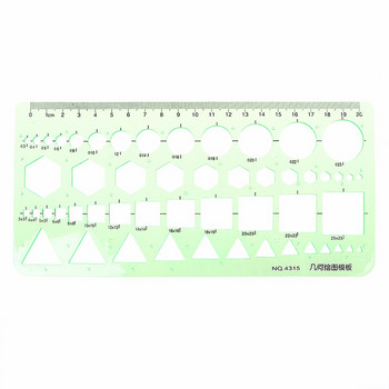 Χάρακες 18 στυλ Πράσινοι πλαστικοί κύκλοι Χάρακας γεωμετρικού προτύπου Στένσιλ Εργαλείο μέτρησης Χαρτικά Μαθητές Σχεδιασμός χάρακα καμπύλης