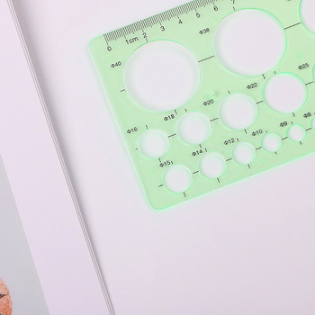 18 стила линийки Зелени пластмасови кръгове Геометричен шаблон Линийка Шаблон Инструмент за измерване Канцеларски материали Ученици Линийка за рисуване на крива