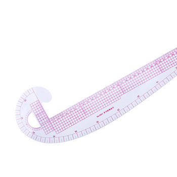 Мултифункционална пластмасова френска извивка Линийка за шиене Измерване на шивашка линийка Изработка на облекло 360-градусово огъване Линийка Инструменти Сладка линийка