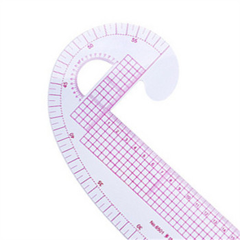 Мултифункционална пластмасова френска извивка Линийка за шиене Измерване на шивашка линийка Изработка на облекло 360-градусово огъване Линийка Инструменти Сладка линийка