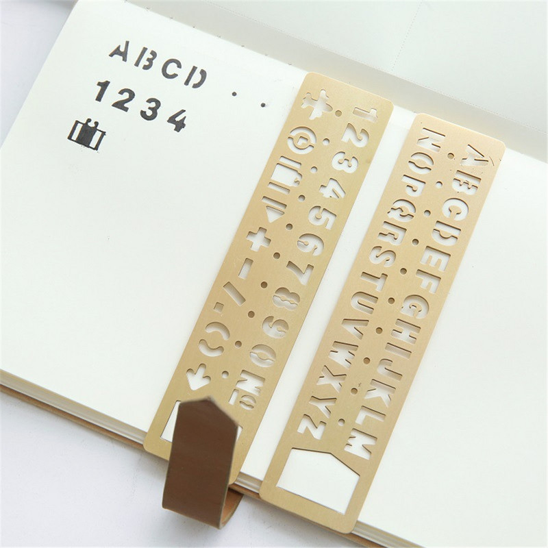 Daugiafunkcinis metalinis tuščiaviduris tiesus liniuotės numerio raidžių raštas žymė Kawaii raštinės reikmenų piešimo šablono matavimo įrankis