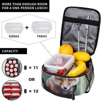 Fox Thermal Lunch Box Μονωμένη τσάντα φαγητού επαναχρησιμοποιήσιμη τσάντα ψυγείου για γυναίκες κορίτσι Αγόρι Bento τσάντα για σχολική εργασία για πικ-νικ Πεζοπορία