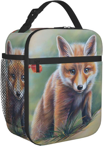 Fox Thermal Lunch Box Μονωμένη τσάντα φαγητού επαναχρησιμοποιήσιμη τσάντα ψυγείου για γυναίκες κορίτσι Αγόρι Bento τσάντα για σχολική εργασία για πικ-νικ Πεζοπορία