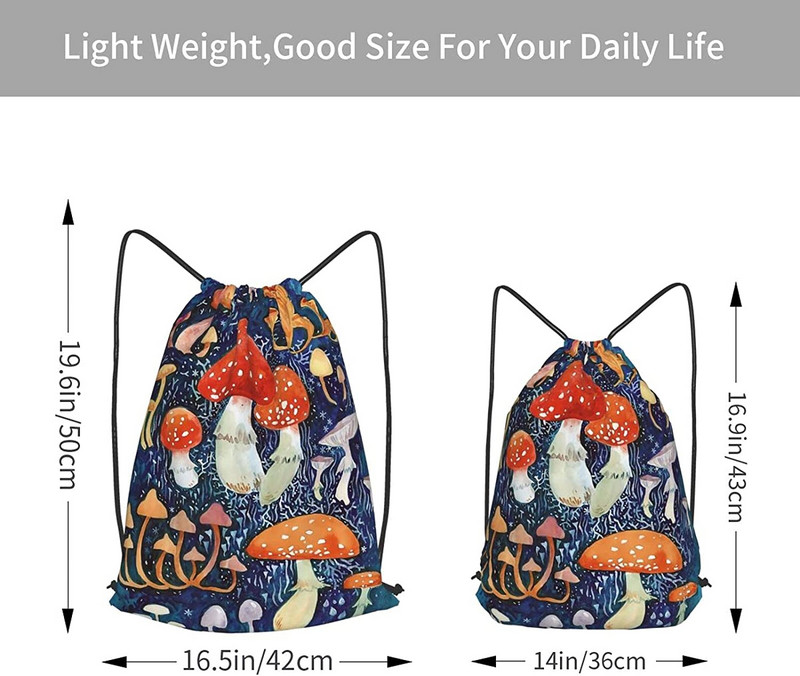 Ruksak s uzicom za gljive, vodootporna, podesiva, lagana torba s uzicom za teretanu, torba za sportski ples 16" X 14"