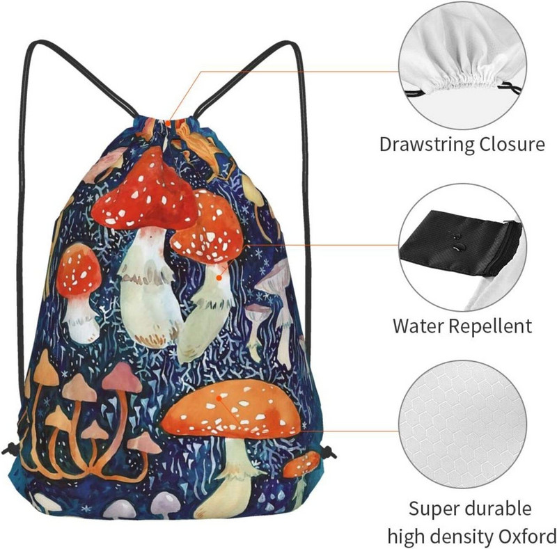 Ruksak s uzicom za gljive, vodootporna, podesiva, lagana torba s uzicom za teretanu, torba za sportski ples 16" X 14"