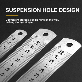 1 бр. 15 см/20 см/30 см/50 см двустранна скала от неръждаема стомана права линийка инструмент за измерване училищни офис консумативи 0,5 мм/0,7 мм