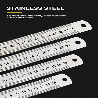 1kom 15cm/20cm/30cm/50cm dvostrana skala od nehrđajućeg čelika ravno ravnalo alat za mjerenje školski uredski pribor 0.5mm/0.7mm