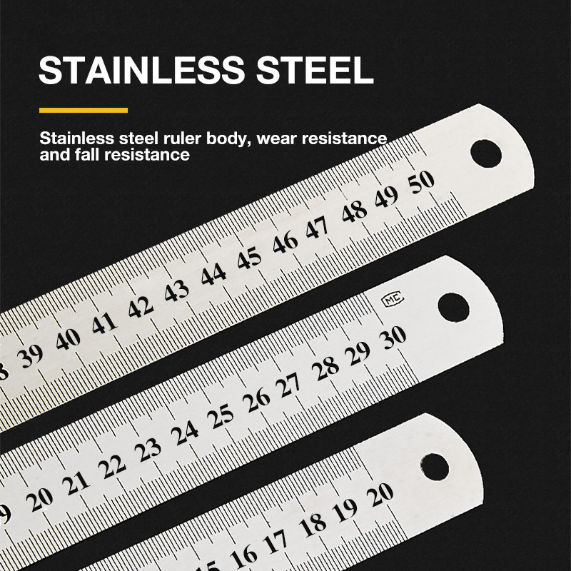 1kom 15cm/20cm/30cm/50cm dvostrana skala od nehrđajućeg čelika ravno ravnalo alat za mjerenje školski uredski pribor 0.5mm/0.7mm
